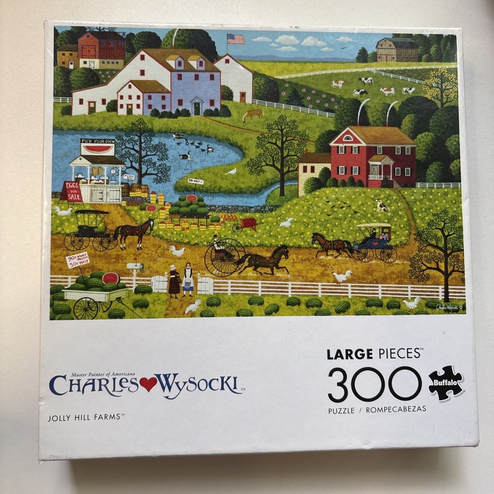 Charles Wysocki Jolly Hill Farms 300 Large Piece Puzzle Brand New Buffalo Games